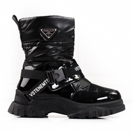 Shelovet snöstövlar för kvinnor isolerade med päls svart