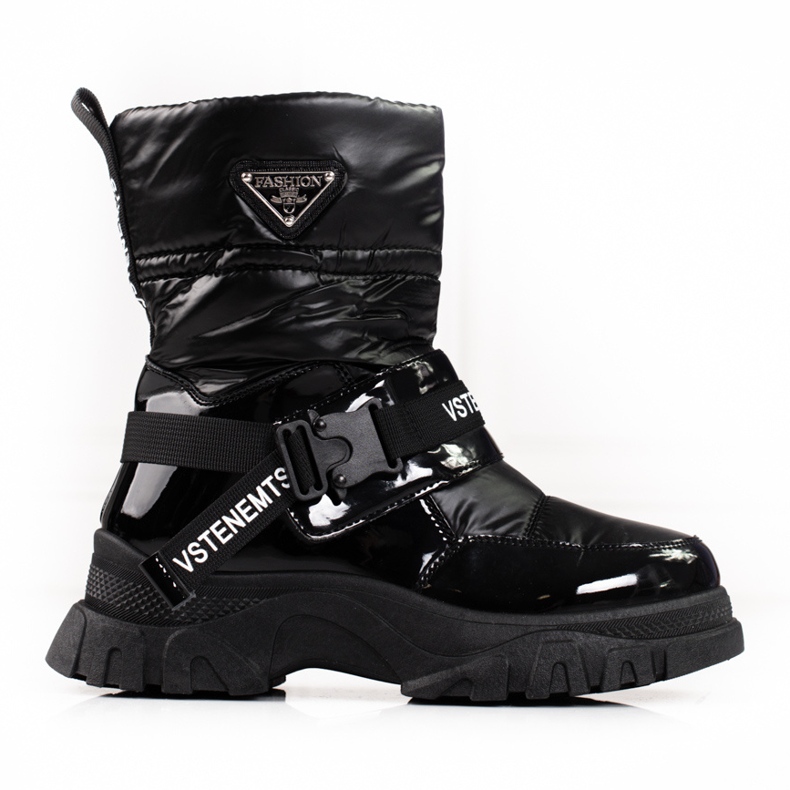 Shelovet snöstövlar för kvinnor isolerade med päls svart