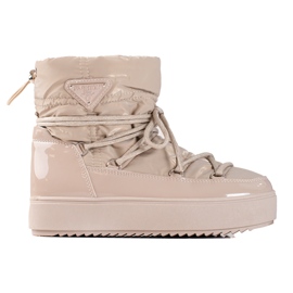 Mörkbeige shelovet snöstövlar för kvinnor