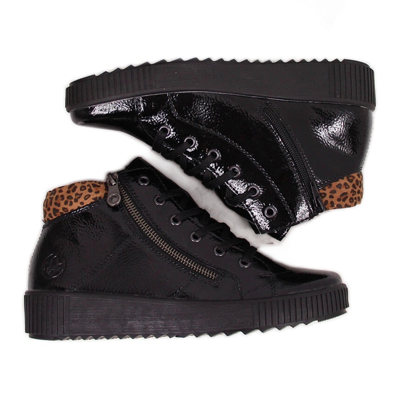 Svartlackerade damstövlar Rieker M6434