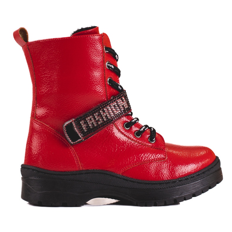 W. Potocki Potocki flickstövlar med kristaller röd