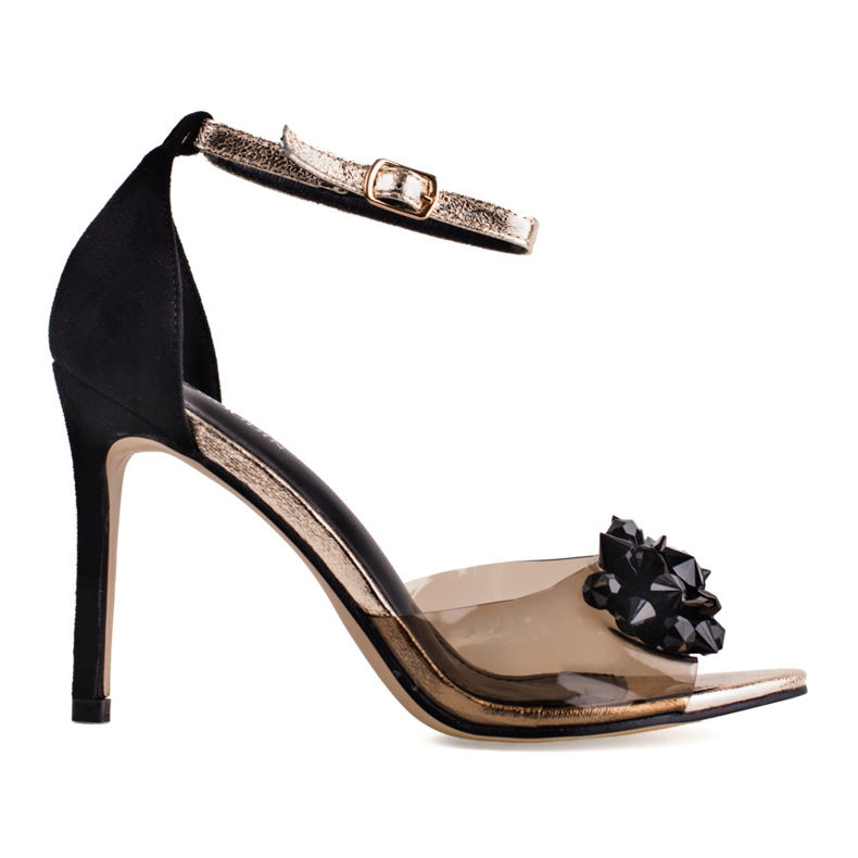 Transparenta svarta dampumps med exponerade Shelovet-fingrar