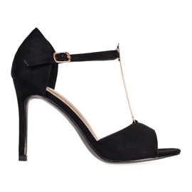 Dampumps i svart mocka med exponerade Shelovet-fingrar