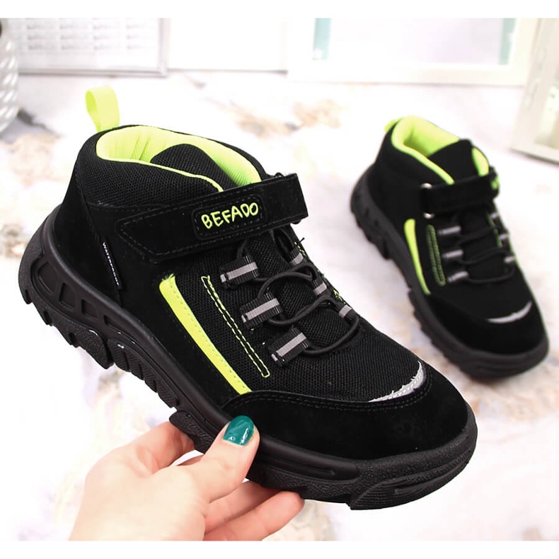 Vattentäta höga vandringsskor för barn svarta Befado 515X004