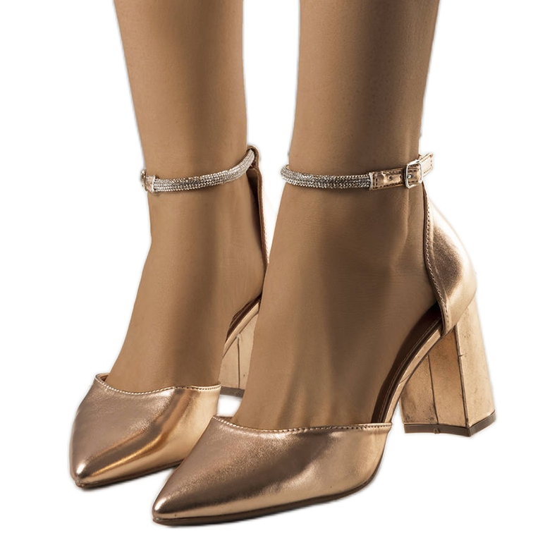 BM Leighton champagnepumpar med cubic zirconia gyllene