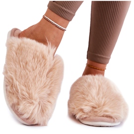 BM Damtofflor i beige sherylpäls