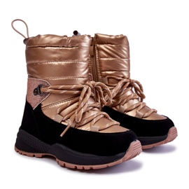 PE1 Barns guld Leena varma snöstövlar med dragkedja gyllene