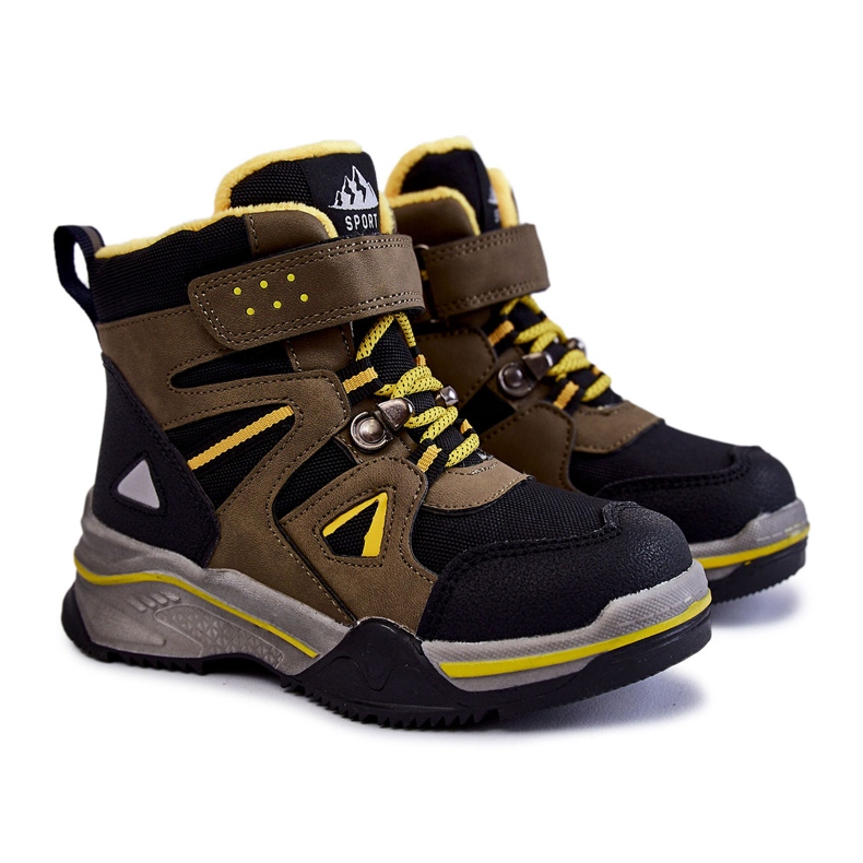 PE1 Barnstövlar Trappers Uppvärmda Med Ull Khaki Marco svart grön gul