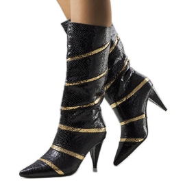 Svarta och guld Nevzo isolerade stövlar