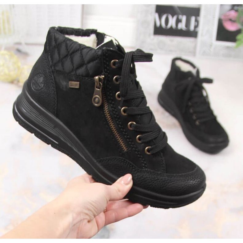 Rieker W RKR567 vattentäta läderisolerade stövlar svart