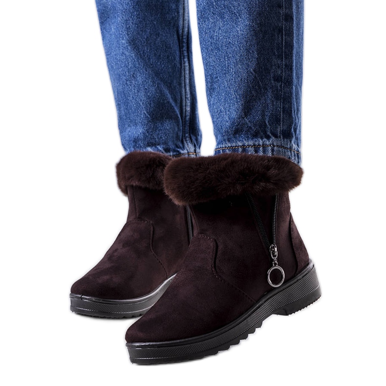 Bruna, isolerade snöstövlar med Katalina-dragkedja