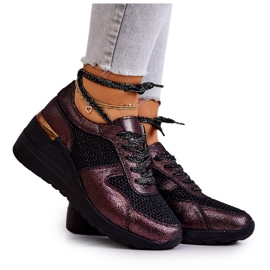 Läder Wedge Sneakers Med Mesh S.Barski Svart