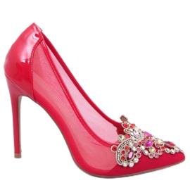 BM Kvinnors höga klackar med stenar Monroe Red röd