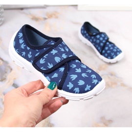 Barntofflor för pojkar med kardborreband marinblå Befado 974X476