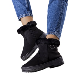 Svarta, isolerade snöstövlar med Julius-päls