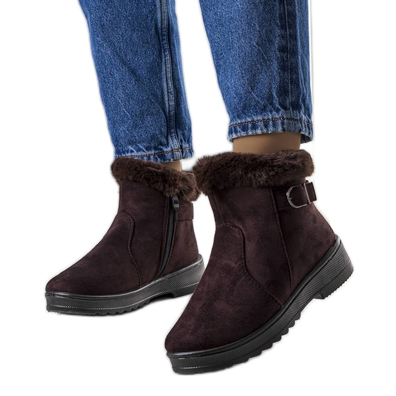 Julius bruna, isolerade snöstövlar med päls