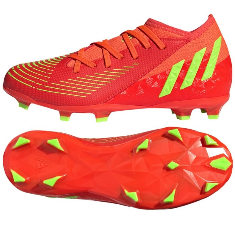 Adidas Predator Edge.3 Fg Jr GW0980 fotbollsskor röd apelsiner och röda