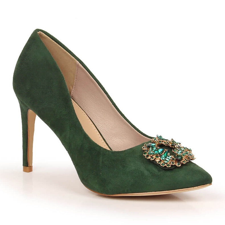 Gröna mockaklackar med cubic zirconias Sabatina 1328-1