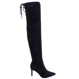BM Becky Black Heeled Over-Knee Boots svart