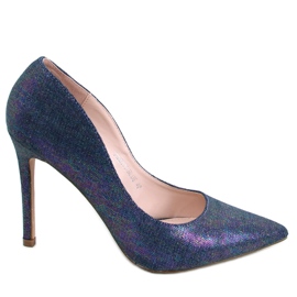 PA1 Halsey Blue dam iriserande klackar marinblå blå mångfärgad