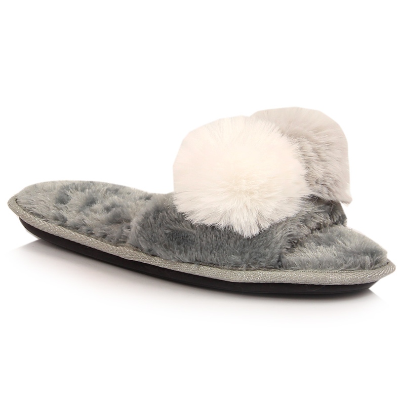 BM Dampälstofflor med pompoms grå Stella