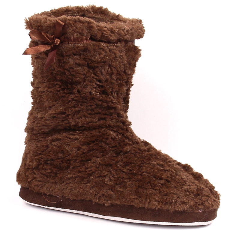 BM Kvinnors höga värmda pälstofflor bruna Stella