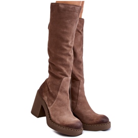 PL5 Kvinnor i mocka med tjocka klackar Ljusbrun Valeris beige