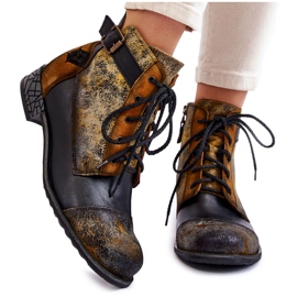 Skinnstövlar dam Skor Maciejka 05077-07 Gul-Svart