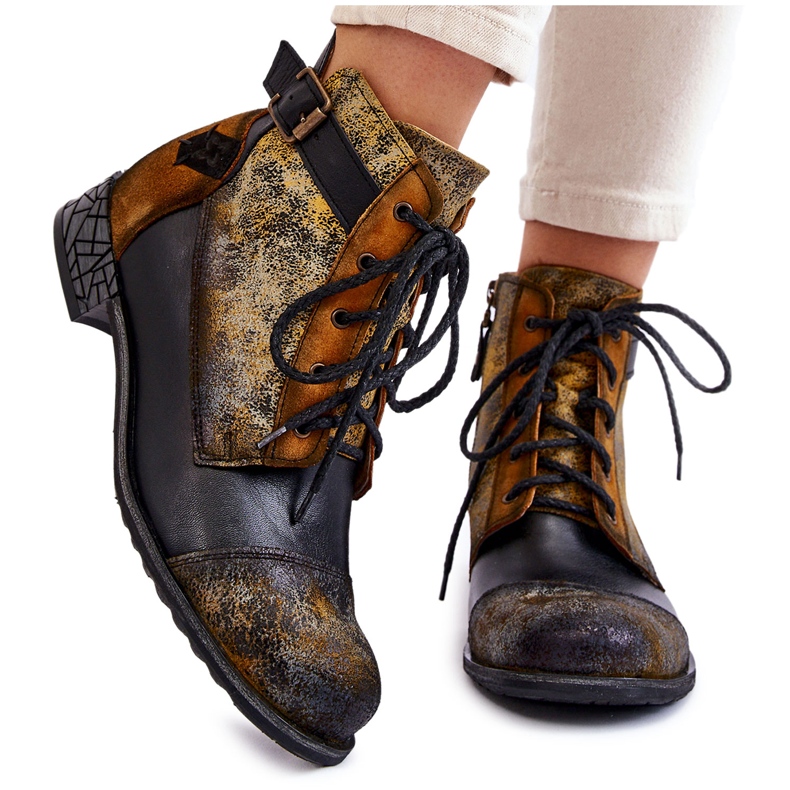 Skinnstövlar dam Skor Maciejka 05077-07 Gul-Svart