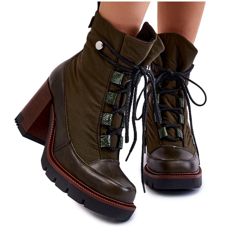 Fashionabla högklackade stövlar Maciejka 05777-09 Grön