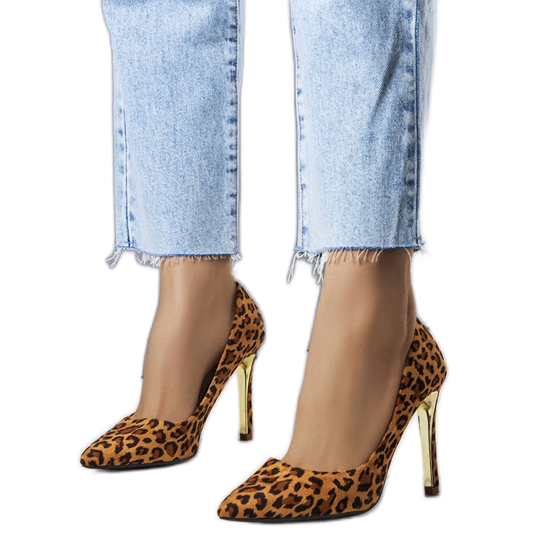 BM Centi brun leopard pumps