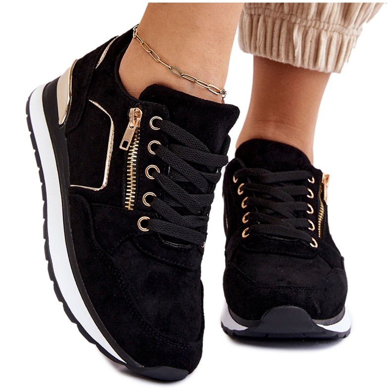 PG1 Riverside Black Suede Platform Trainers svart