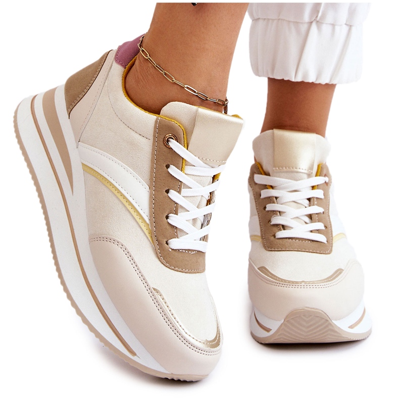 PG1 Hermain Beige Wedge Sneakers vit