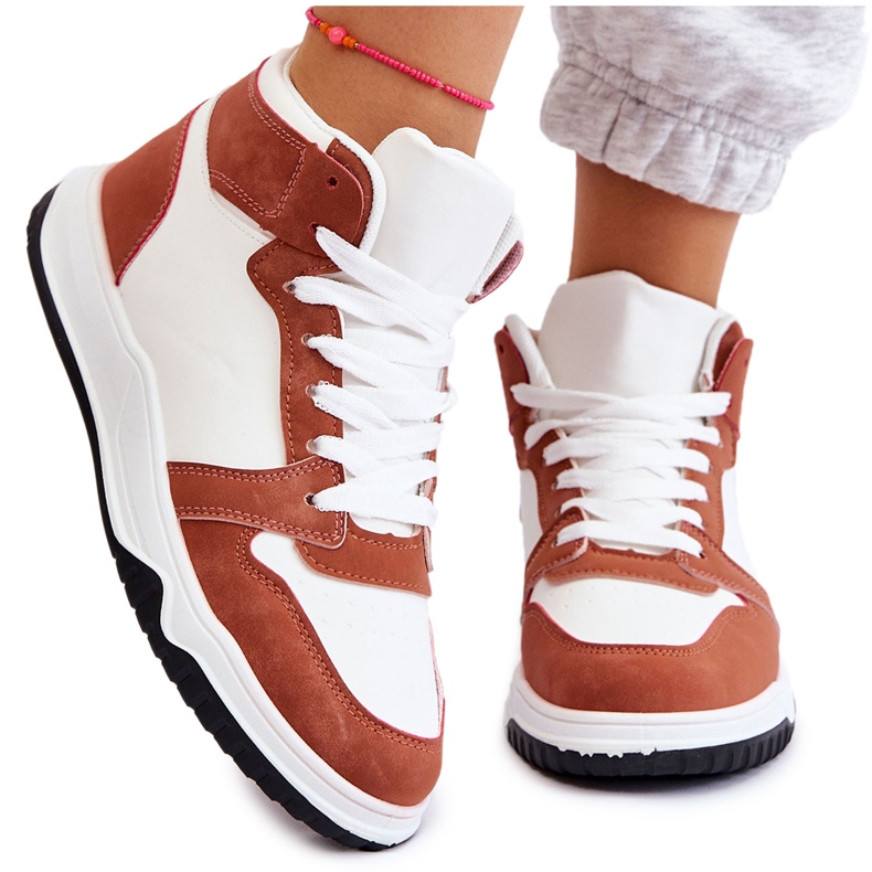 BM Höga Dam Sportskor Sneakers White Camel Rykte vit brun