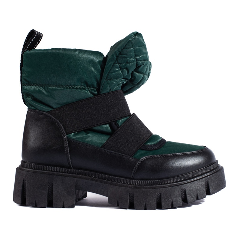 Shelovet gröna och svarta snöstövlar för kvinnor