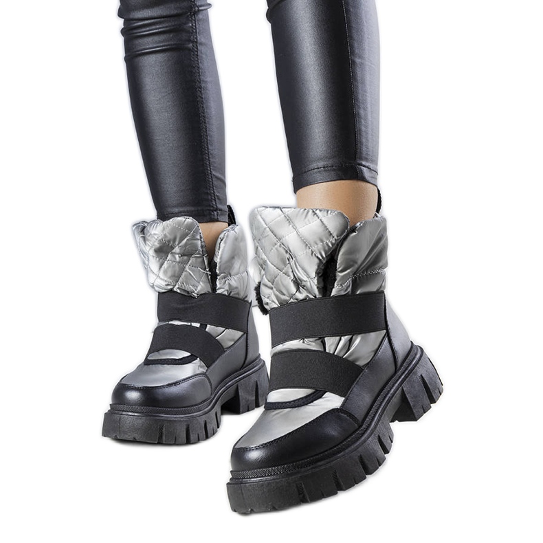 Grå isolerade slip-on snöstövlar från Francisco svart