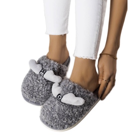 BM Gråa tofflor med päls från Rosny