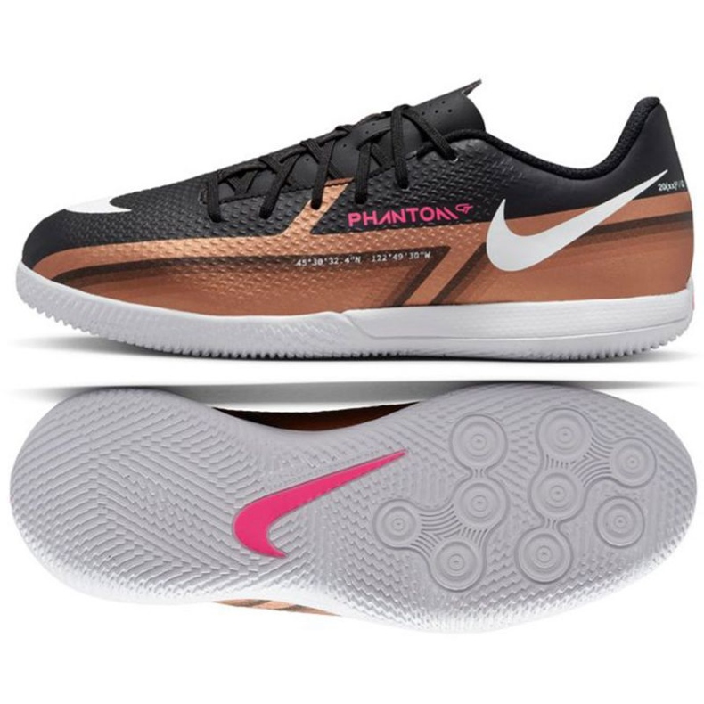 Nike Phantom GT2 Academy Qatar Ic Jr DR6059 810 fotbollsskor brun svart svart