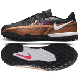 Nike Phantom GT2 Academy Qatar Tf Jr DR6062 810 fotbollsskor brun svart beige och brunt