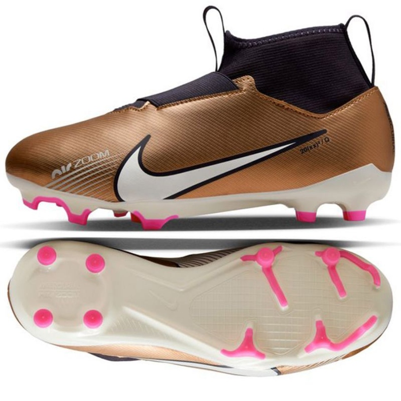 Fotbollsskor Nike Zoom Mercurial Superfly 9 Academy Qatar FG/MG Jr DR6044 810 brun beige och brunt