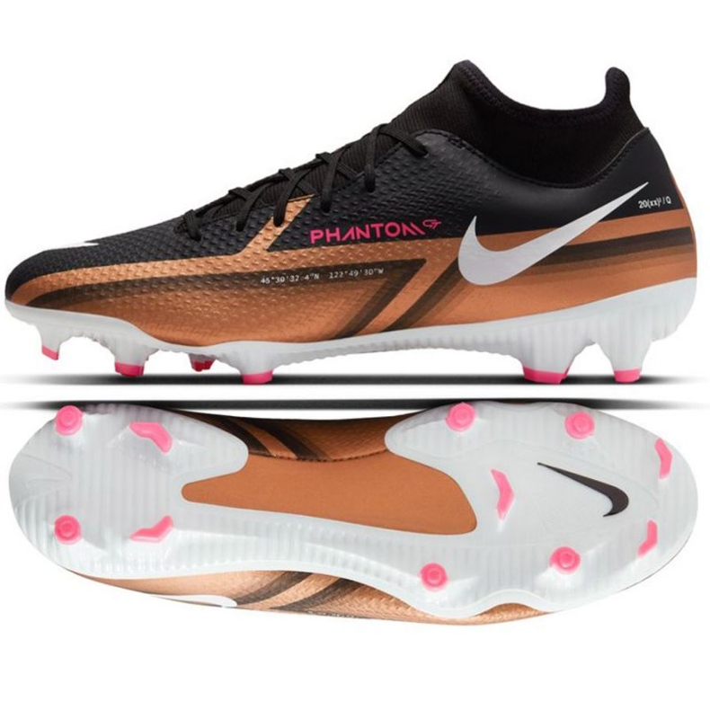 Nike Phantom GT2 Academy Dynamic FG/MG M DR5960 810 fotbollsskor brun svart beige och brunt