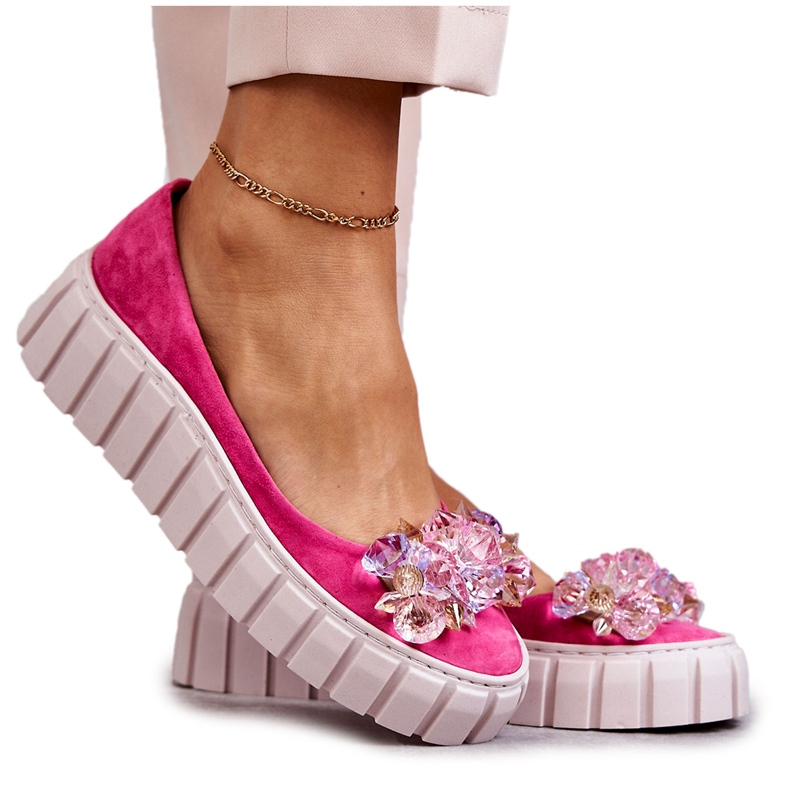 PA2 Mocka Ballerinas På Plattformen Med Fuchsia Ladette Ornament rosa