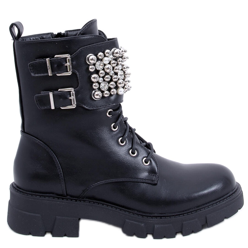 PA1 Vance Svarta ankelstövlar med pärlor