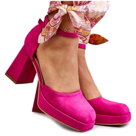 PS2 Fuchsia Diame Mocka Chunky Heels Plattformspumpar rosa
