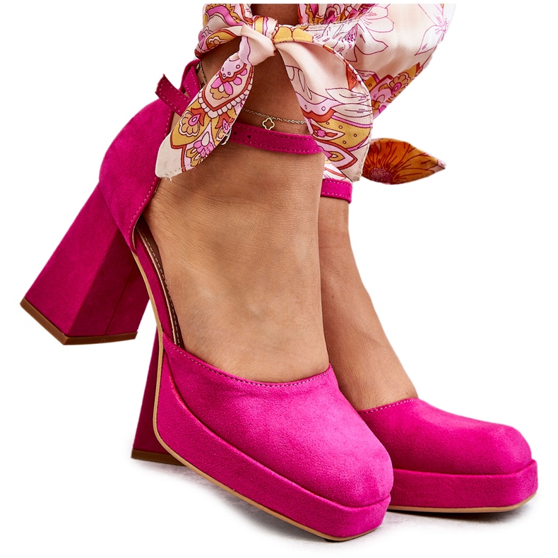 PS2 Fuchsia Diame Mocka Chunky Heels Plattformspumpar rosa