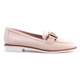 Shelovet beige loafers i läder för kvinnor