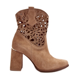 Lewski Shoes Mocka Openwork Ankel Boots Leewski Skor 3264 Mörk Beige brun