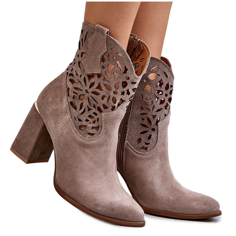 Lewski Shoes Mocka Openwork Ankel Boots Leewski Skor 3264 Ljusbrun