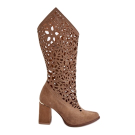 Lewski Shoes Mocka Openwork Boots Leewski Skor 3234 Mörk Beige