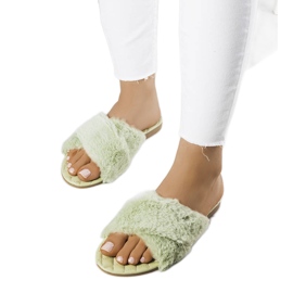 Karsyn gröna tofflor med päls